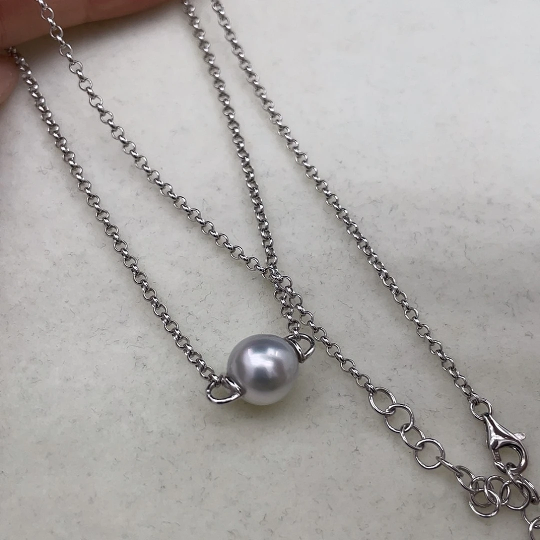 银S925镶嵌海水珍珠颈饰