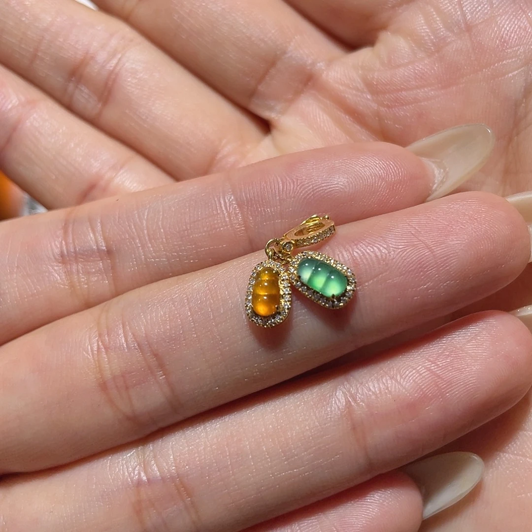 翡翠18K金镶嵌吊坠(不含链)