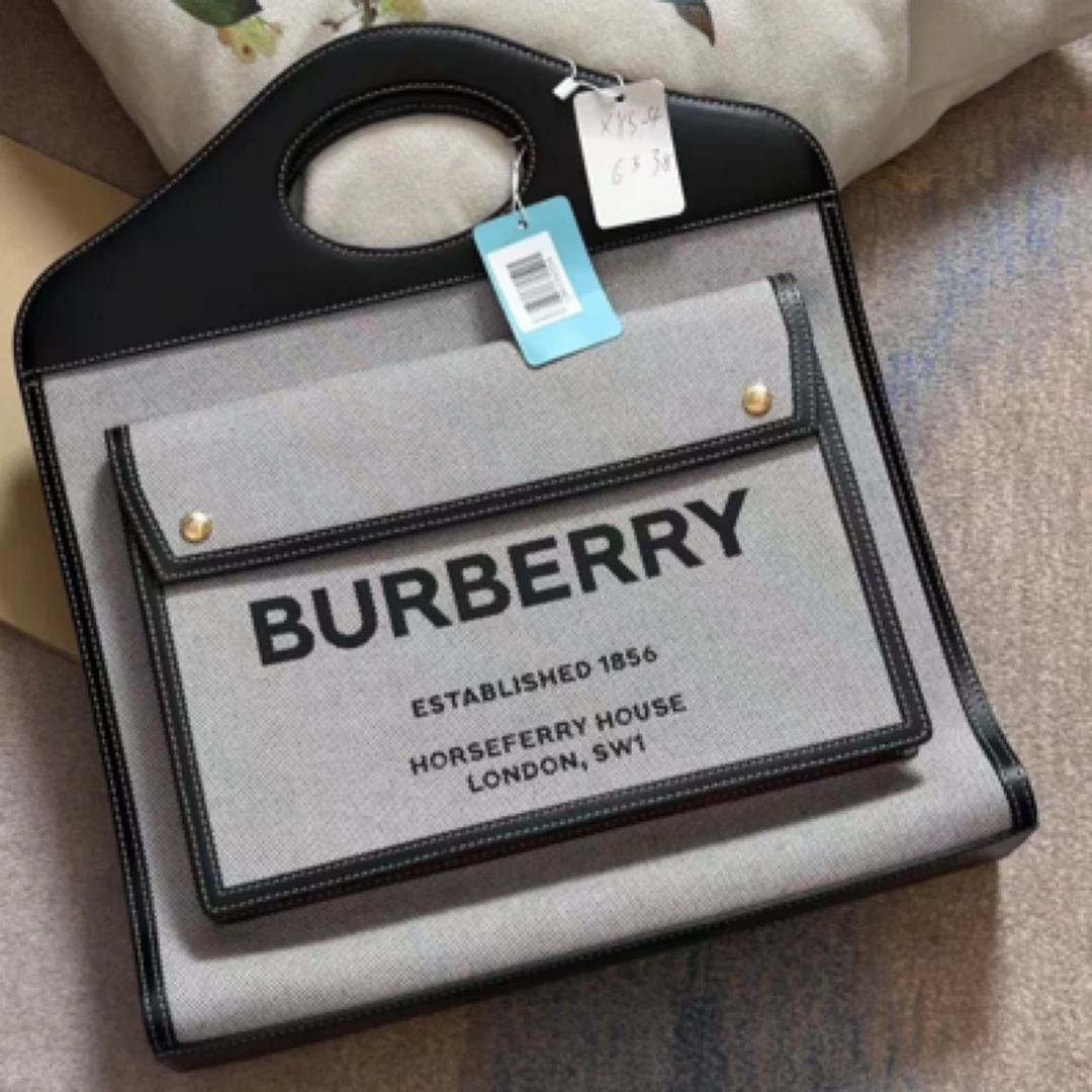 95新 BURBERRY/博柏利 黑灰 手提包 /0000