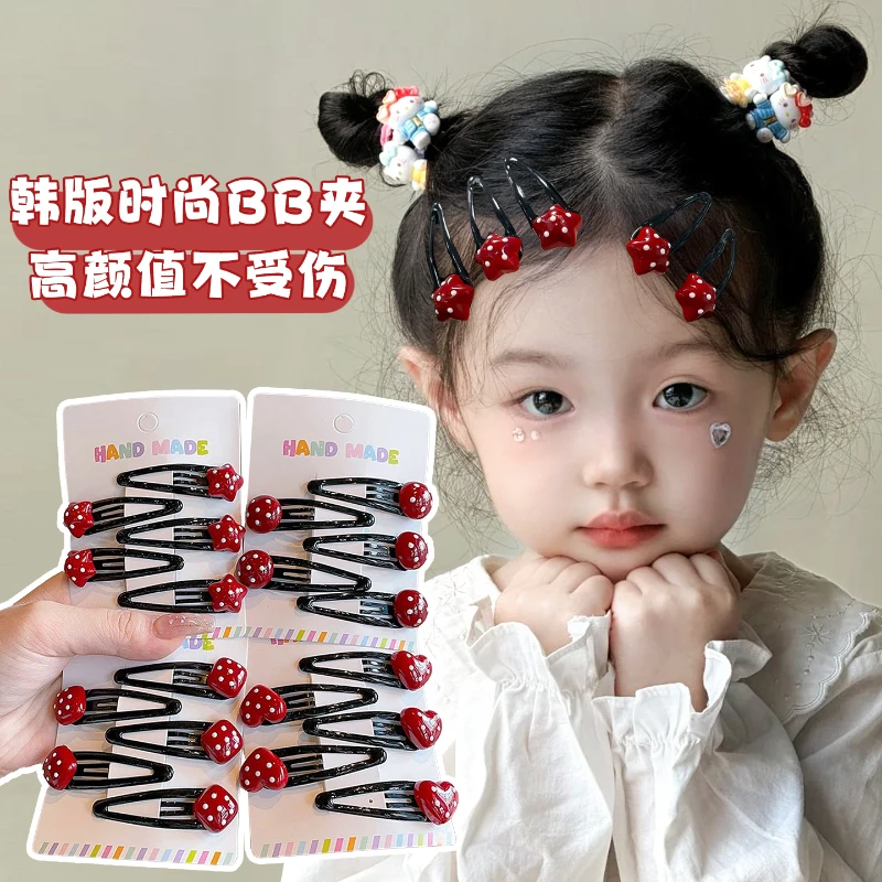 国庆小女孩公主头红色波点儿童发卡高颜值可爱宝宝不伤发碎发bb夹