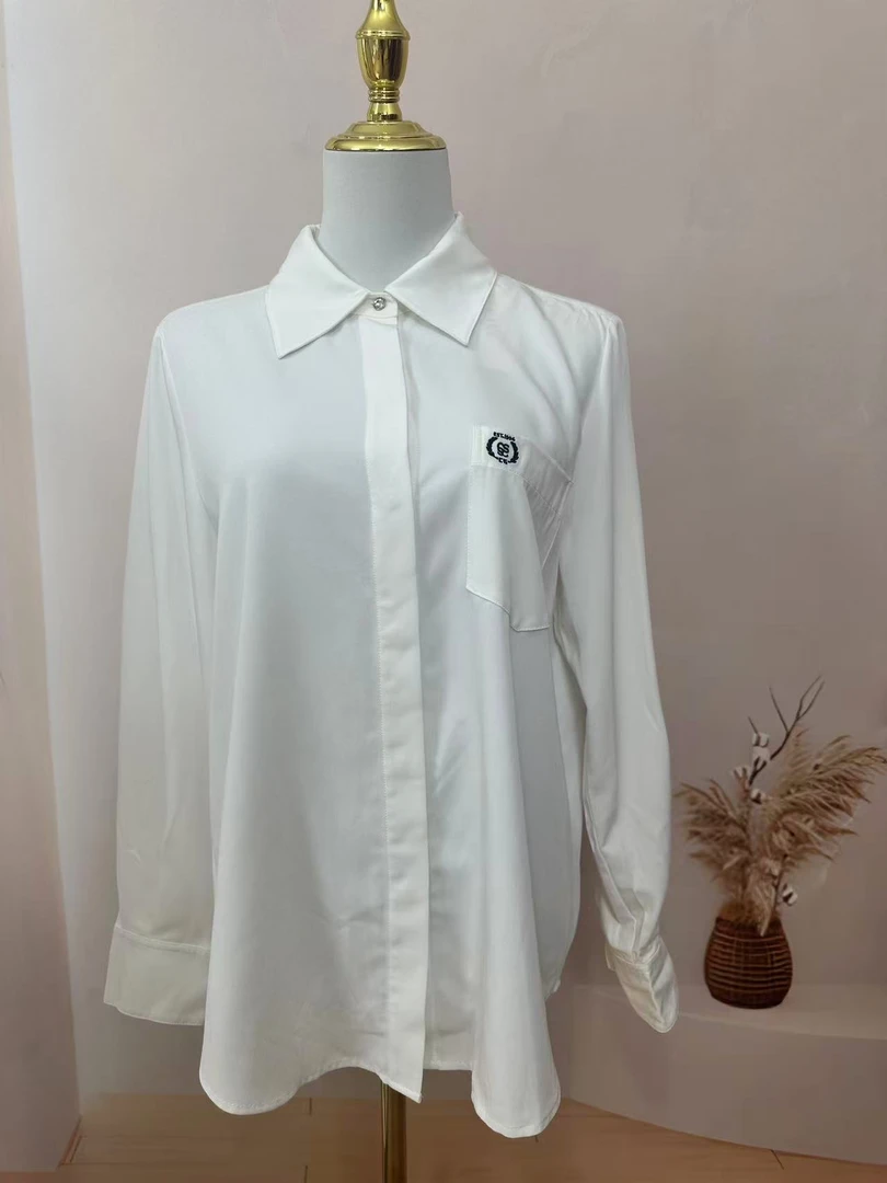 【下单无需备注自选尺码】白色衬衫刺绣款纯棉主播同款