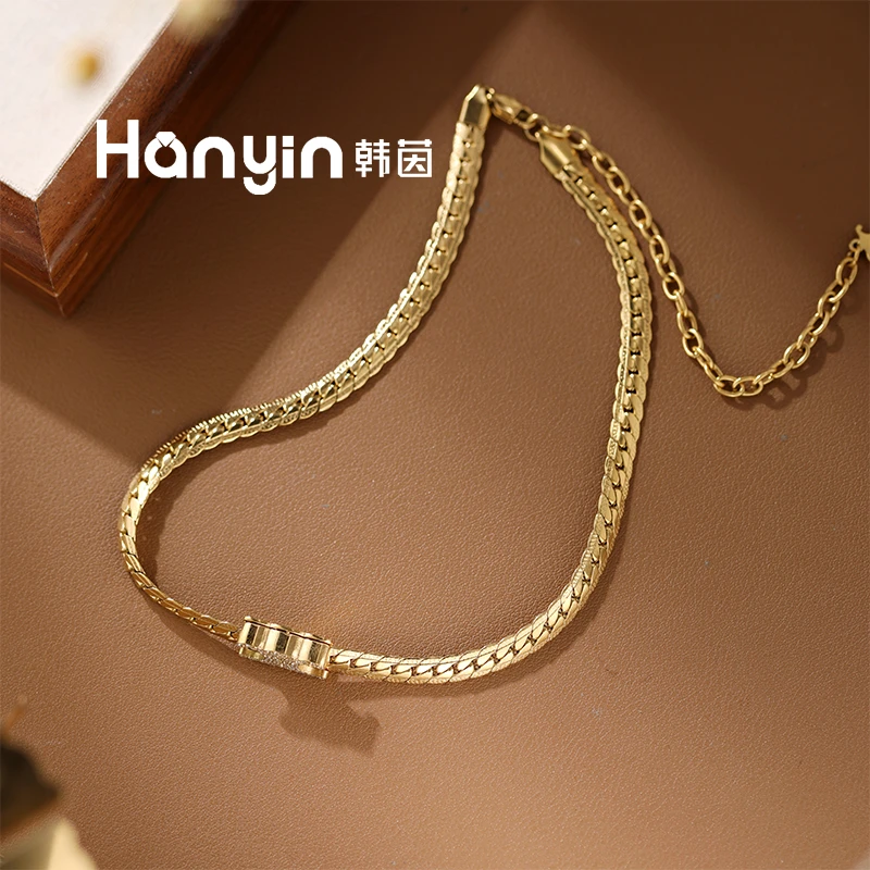 钛钢项链 经典赛赛风格微镶凯旋门链条项链AAA