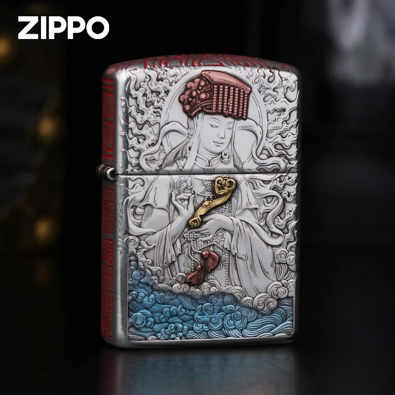 ZIPPO/之宝925银盔甲-妈祖紫铜镶嵌男士友新年好礼DY9918DK