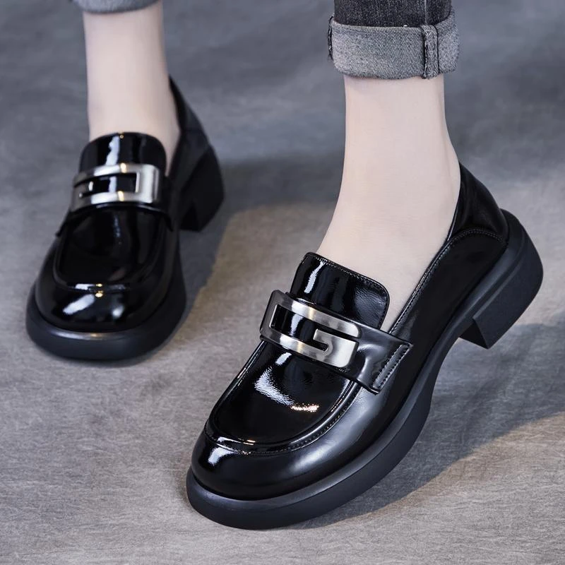 真皮乐福鞋女2025爆款软底单鞋百搭上班通勤女鞋厚底小皮鞋女款