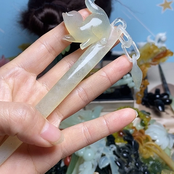 欢***树岫玉未镶嵌发簪发簪