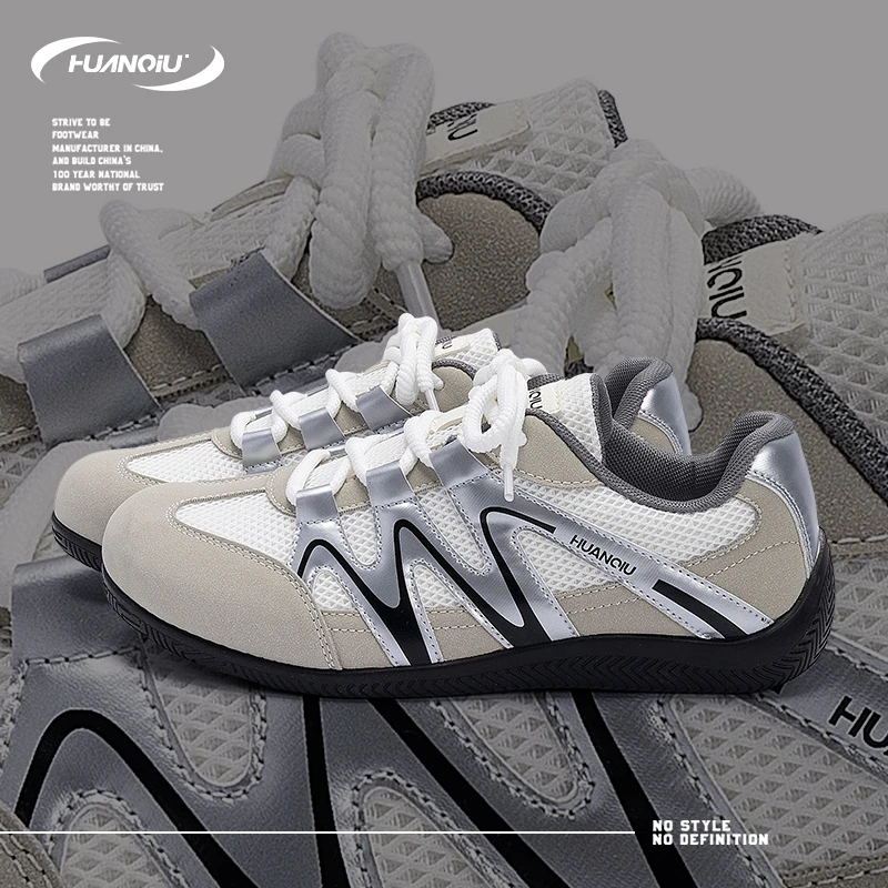 HUANQIU/环球透气网面百搭男鞋板鞋赛车鞋2025秋季新款复古时尚鞋