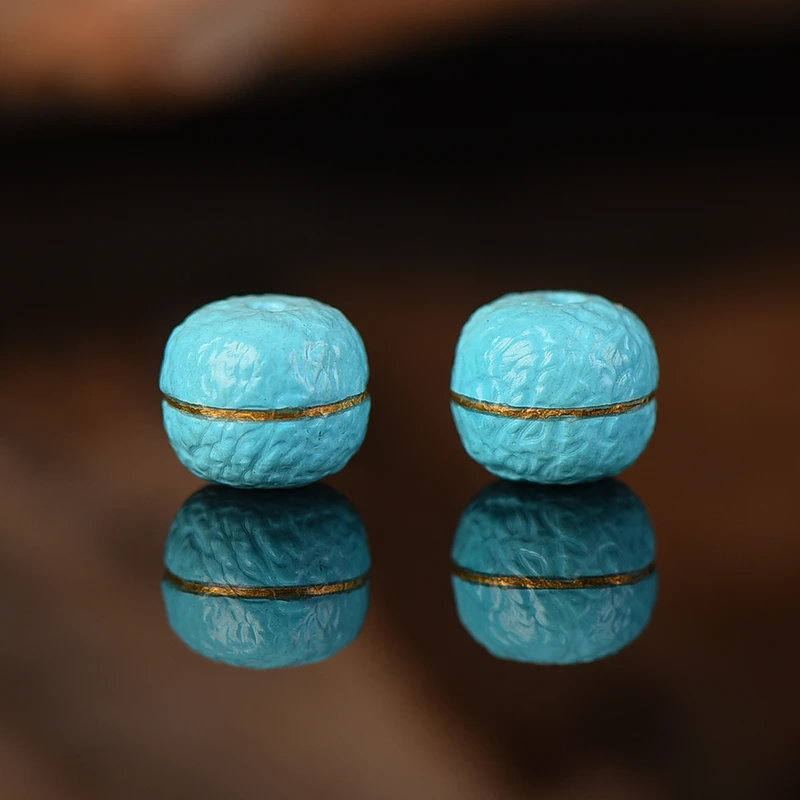 高瓷绿精工腰缠万贯搓金单颗珠手工DIY文玩手串暴力蓝老型配饰