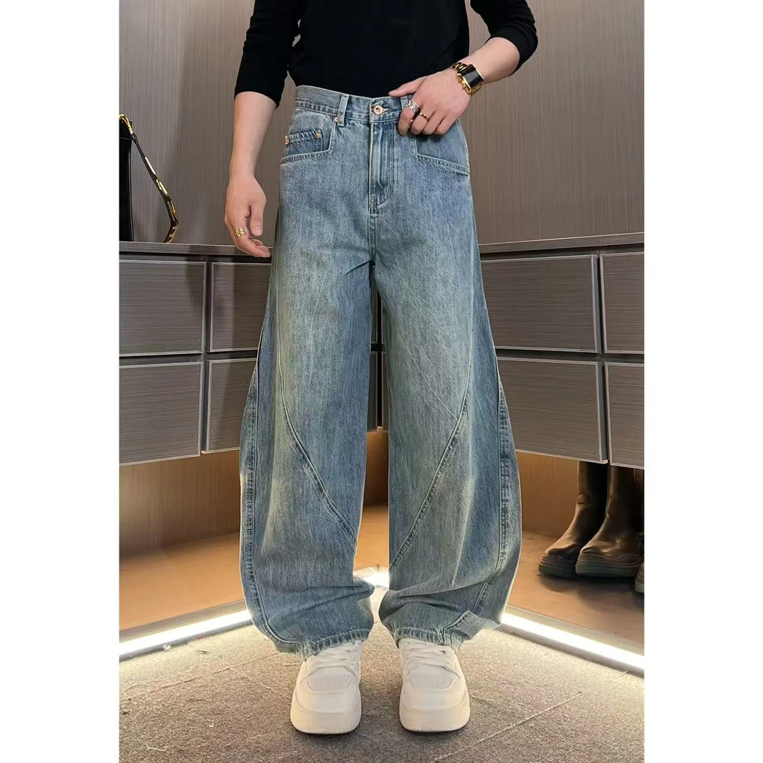 裤子3005男士高品质立体剪裁蓝色水洗弯刀牛仔裤