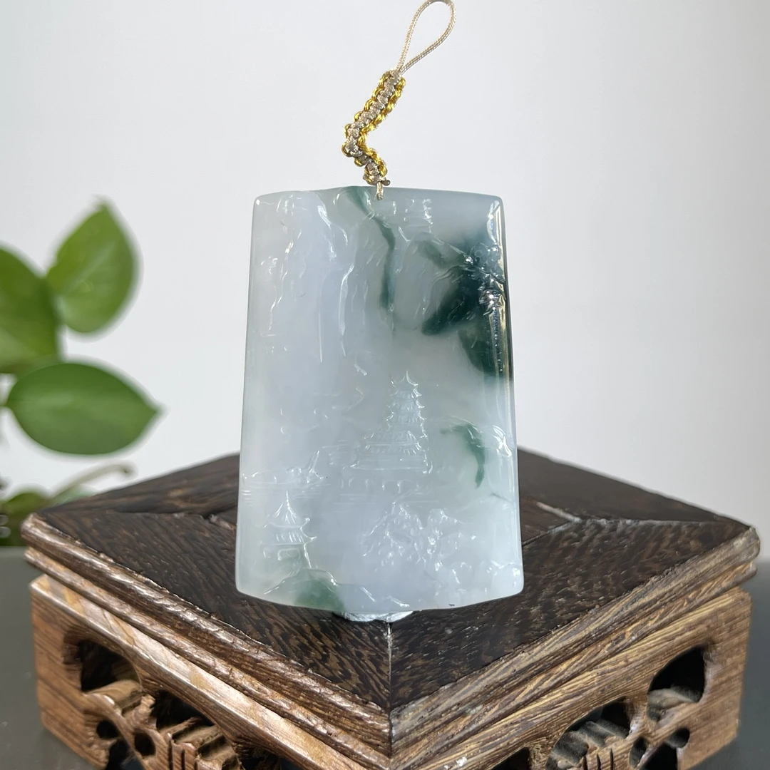 JTB19-137 天然缅甸A货翡翠 山水牌