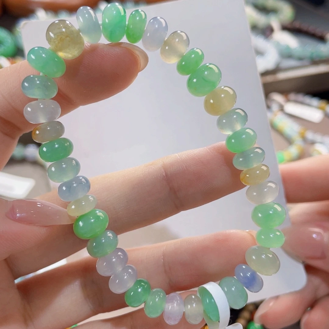 未镶嵌手链翡翠甜绿算盘 超显白