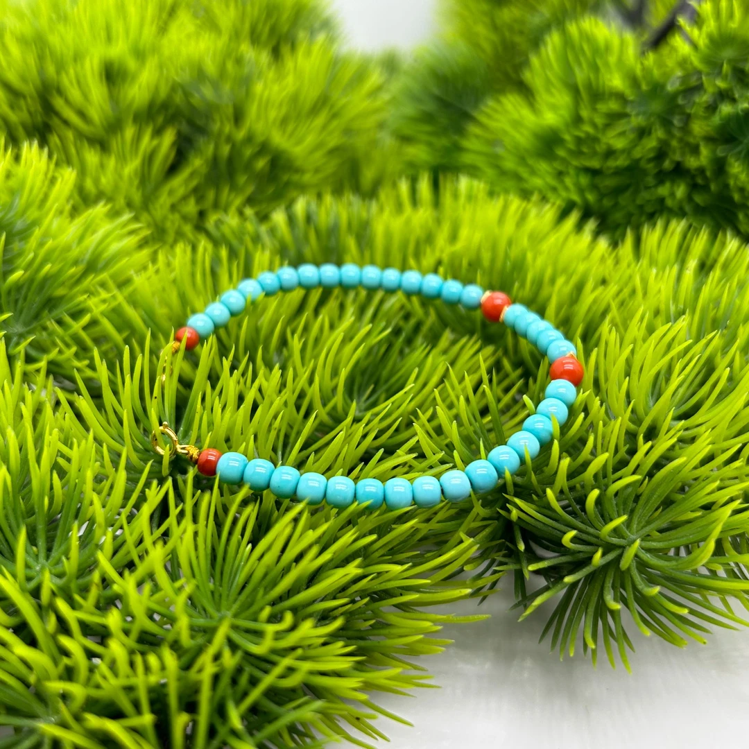 品众专属宠粉绿松石18k手链气质时尚素款单圈-多样性发一条