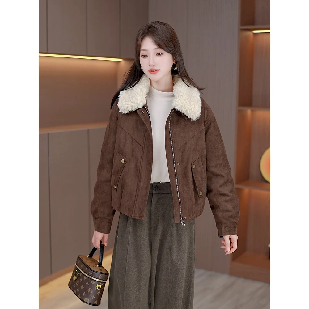 Y加厚复古工装外套冬季新款时尚保暖上衣女