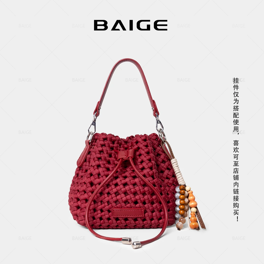 2025新款包包女手工编织手提水桶包高级感百搭迷你单肩斜挎包8989