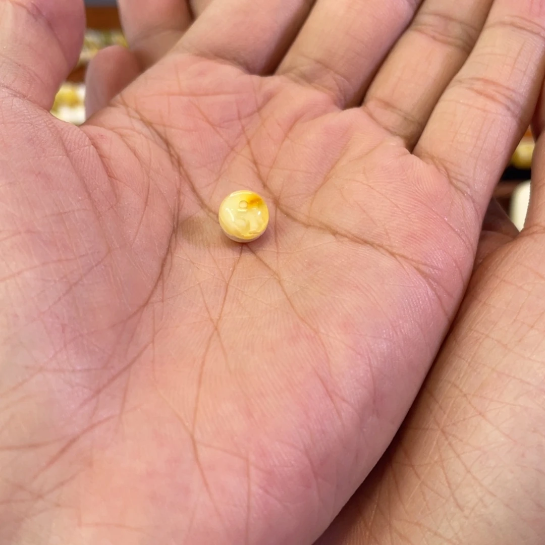 _***琥珀未镶嵌裸石M3004金瓷白虎皮纹老型单珠