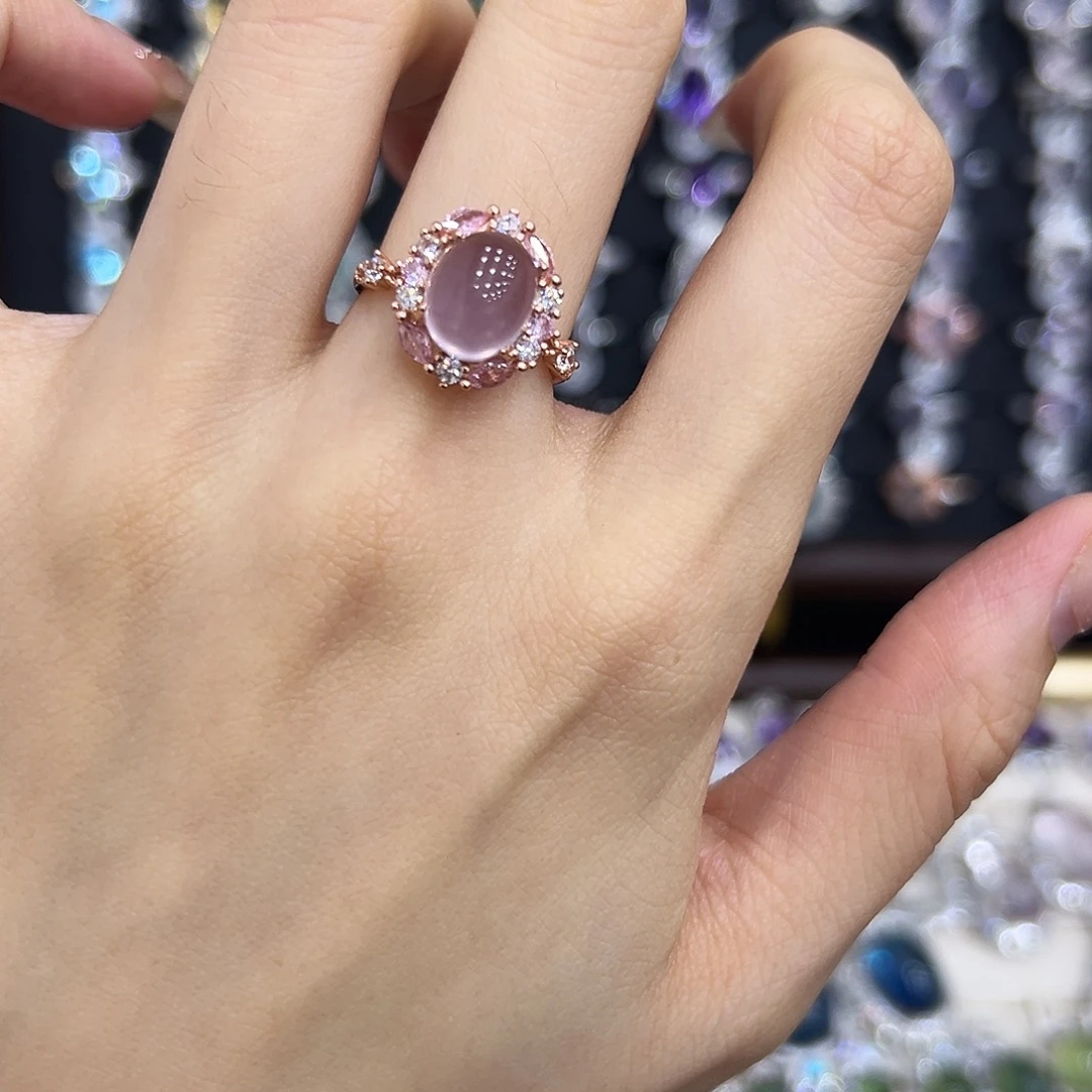 银S925镀金镶嵌戒指萤石