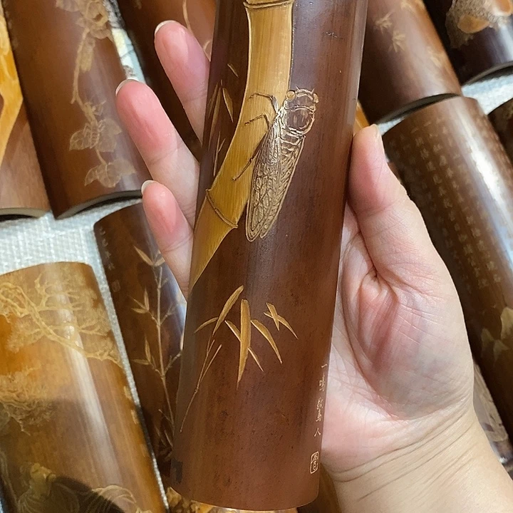 甲***院老煤竹手工雕刻精品茶则