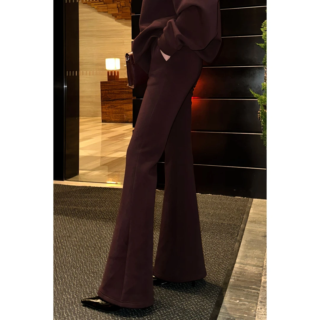 紫紫 加绒全天候时髦 收缩线条Bella微喇卫裤ZC12KZYL843