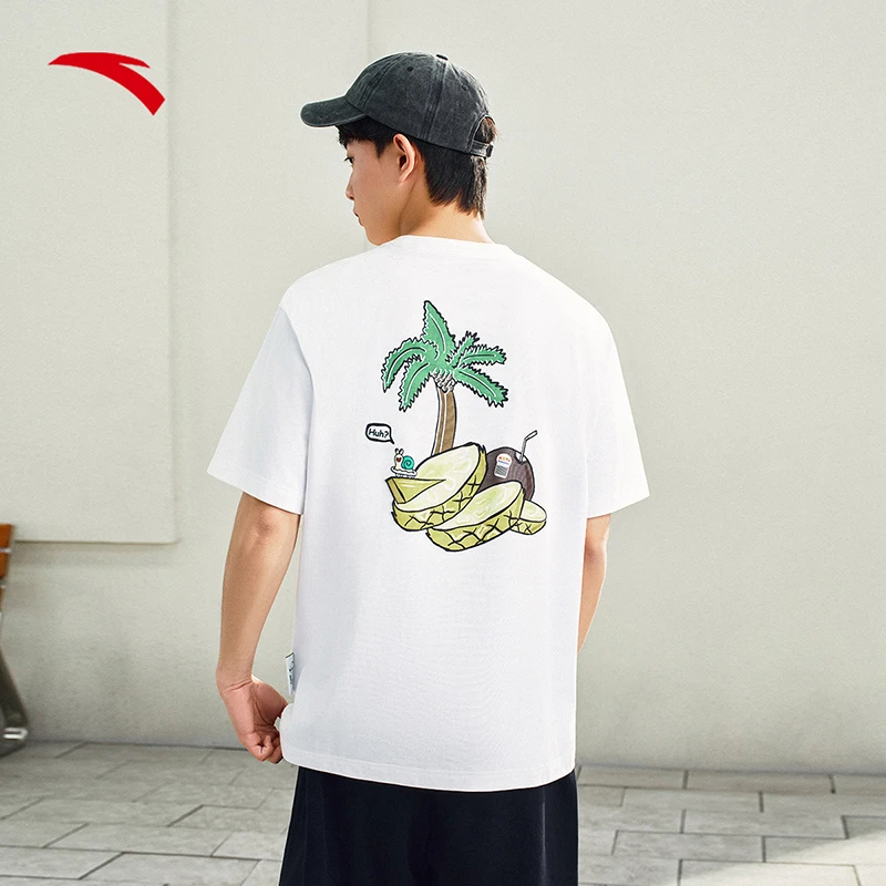 安踏休闲短袖t恤男士夏季宽松透气潮流印花百搭运动上衣152528134