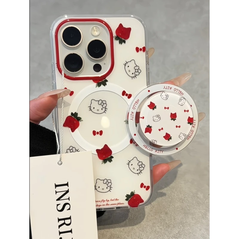 适用苹果iphone16promax花朵猫咪15pro支架14pro磁吸13可爱手机壳