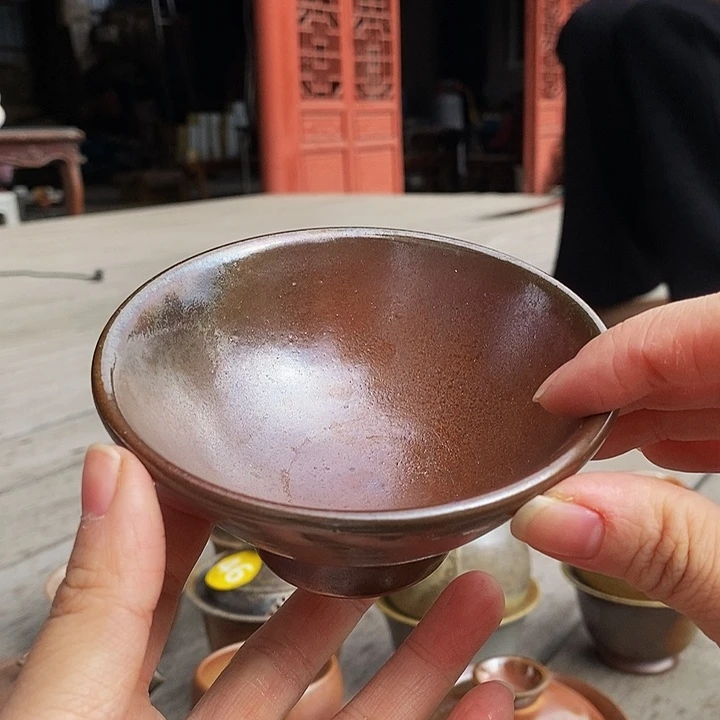 陶漂亮玛瑙红盏180毫升可做迷你手抓壶承
