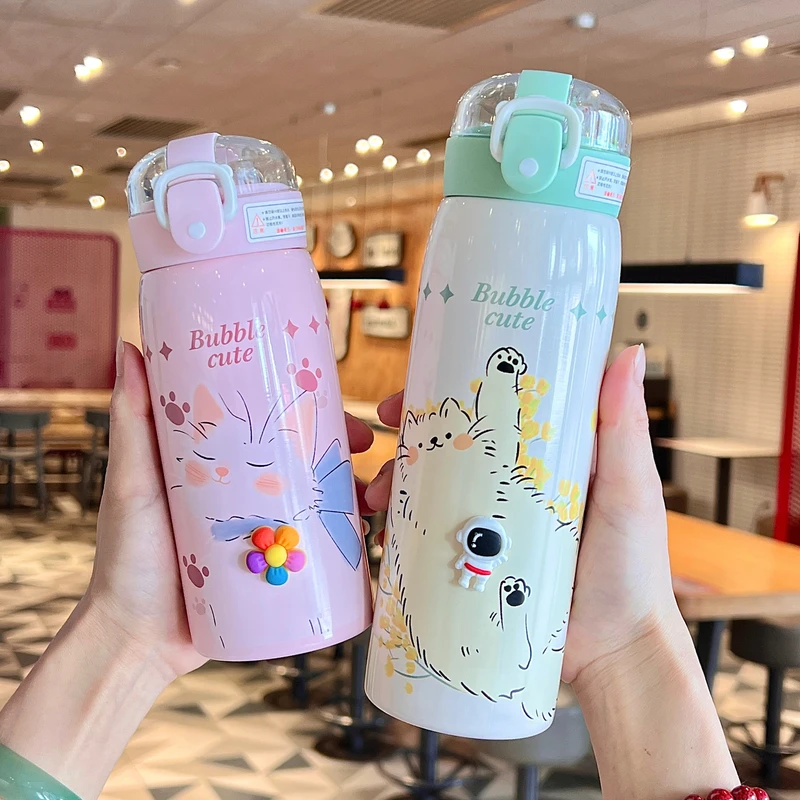 儿童吸管保温水杯女童新款2025保温杯宝宝上学专用幼儿园喝水杯子