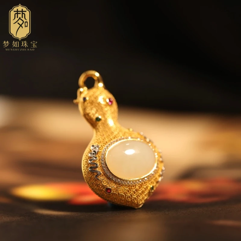 赴光·银镶和田玉葫芦花丝吊坠SY葫芦吊坠