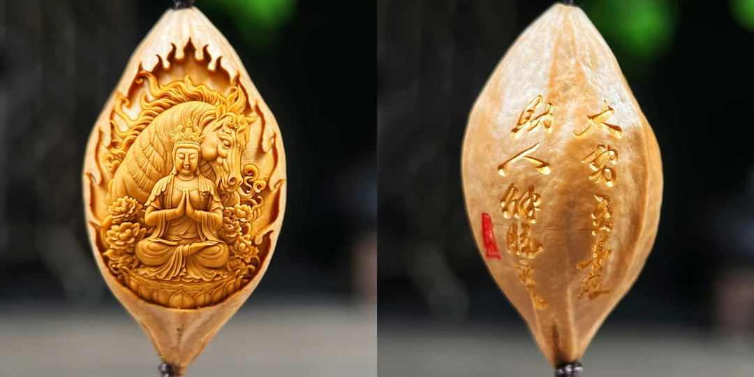 橄榄雕刻金字十二生肖本命佛链子脖挂（不带链子）