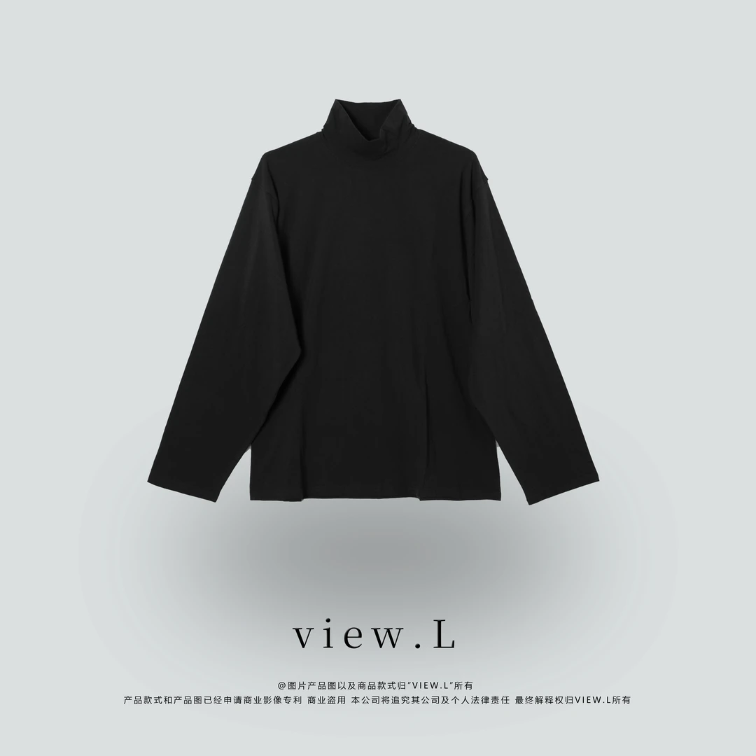 view.l25 秋冬简约 高领垂感 T恤 W2182