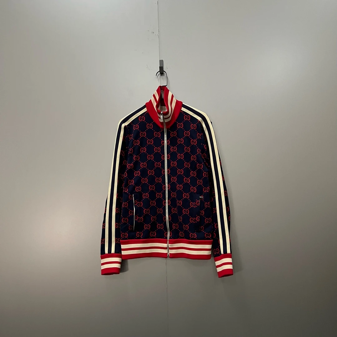 未使用 GUCCI/古驰 tt5 满印双G条纹拉链外套 S码/98新/200562