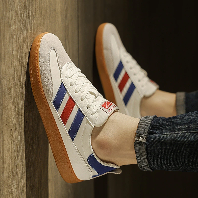 干净感痞帅男鞋滑板鞋男款2025新款休闲百搭复古德训鞋耐磨潮鞋