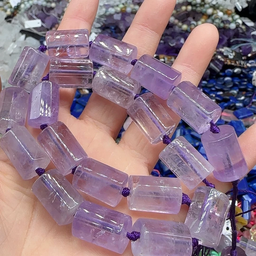 玛瑙/玉髓珠宝半成品合金紫水晶11-16mm一条桶珠