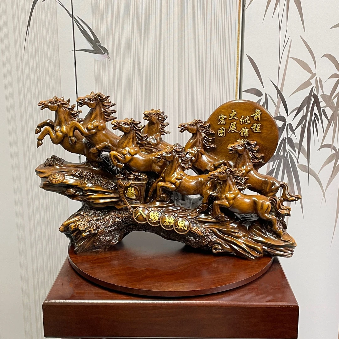 福利新款八骏雄风摆件公司办公室玄关新中式家居摆设