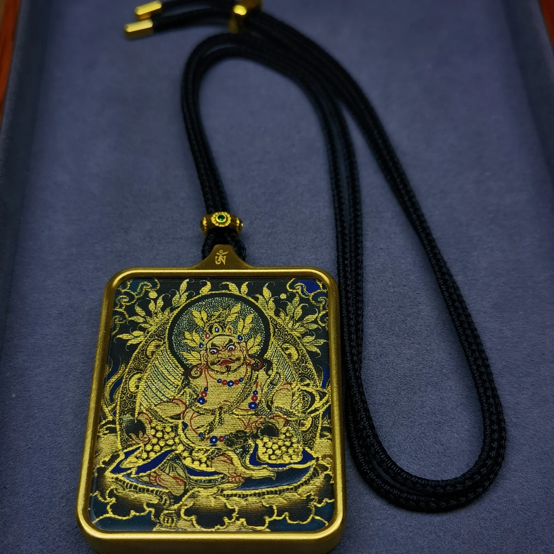 藏族手工民族风财神唐卡吊坠扎基
