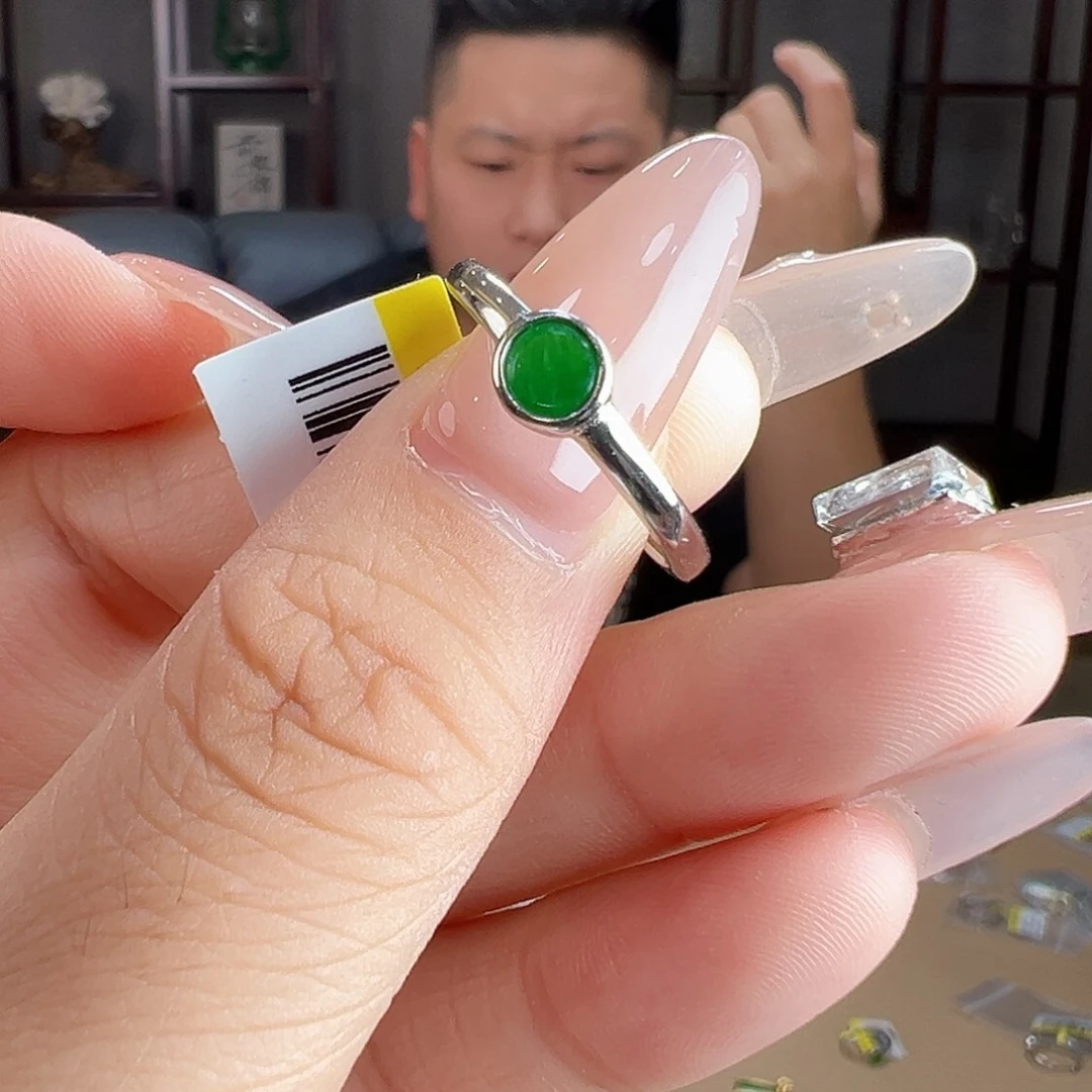 银S925镶嵌戒指翡翠戒指50