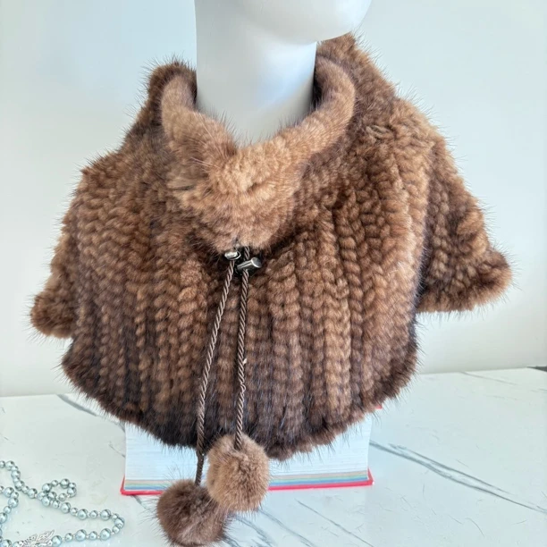 时尚皮草大脖套套头水貂毛编织套头披肩