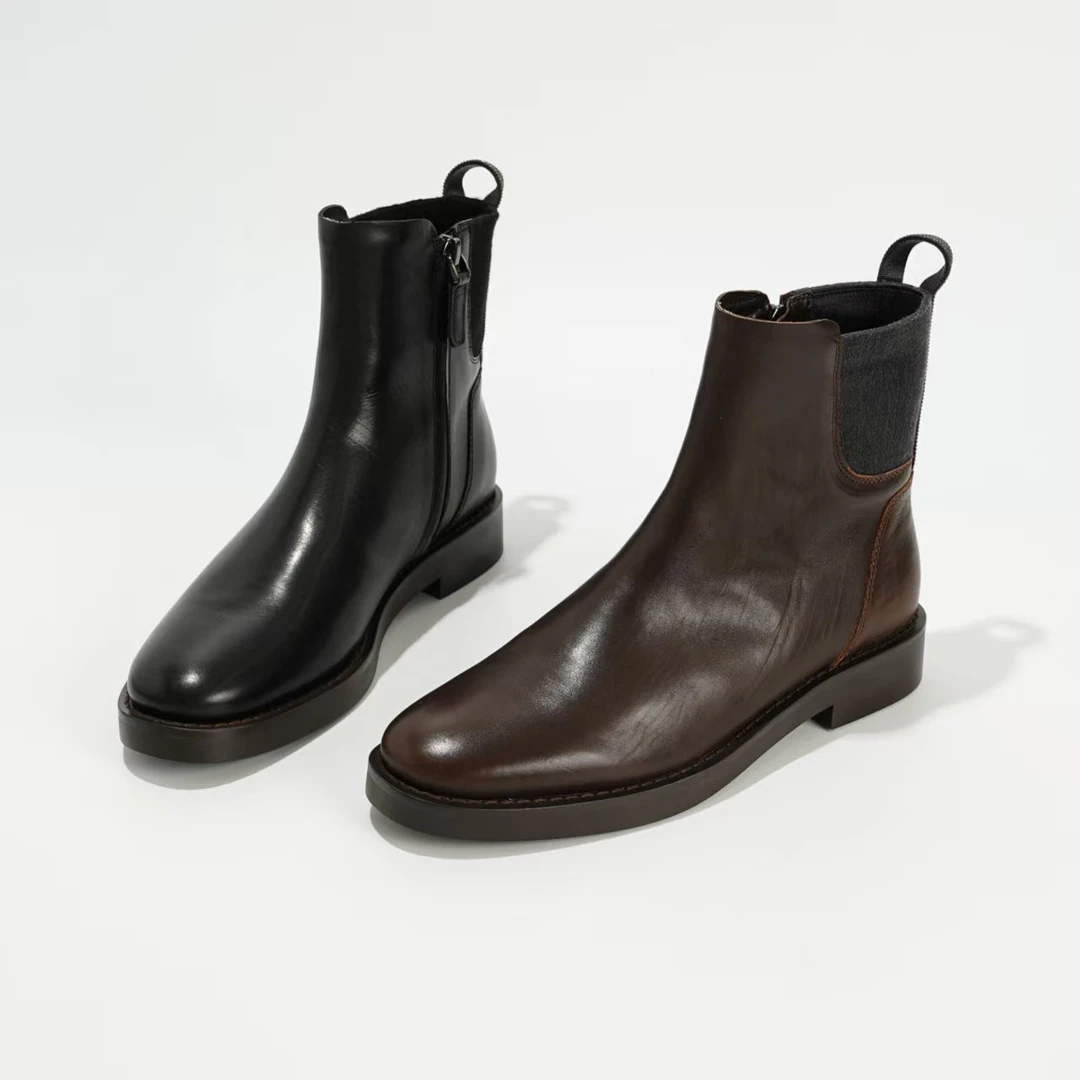 【阳阳专属】胎牛皮时尚百搭款短靴25464