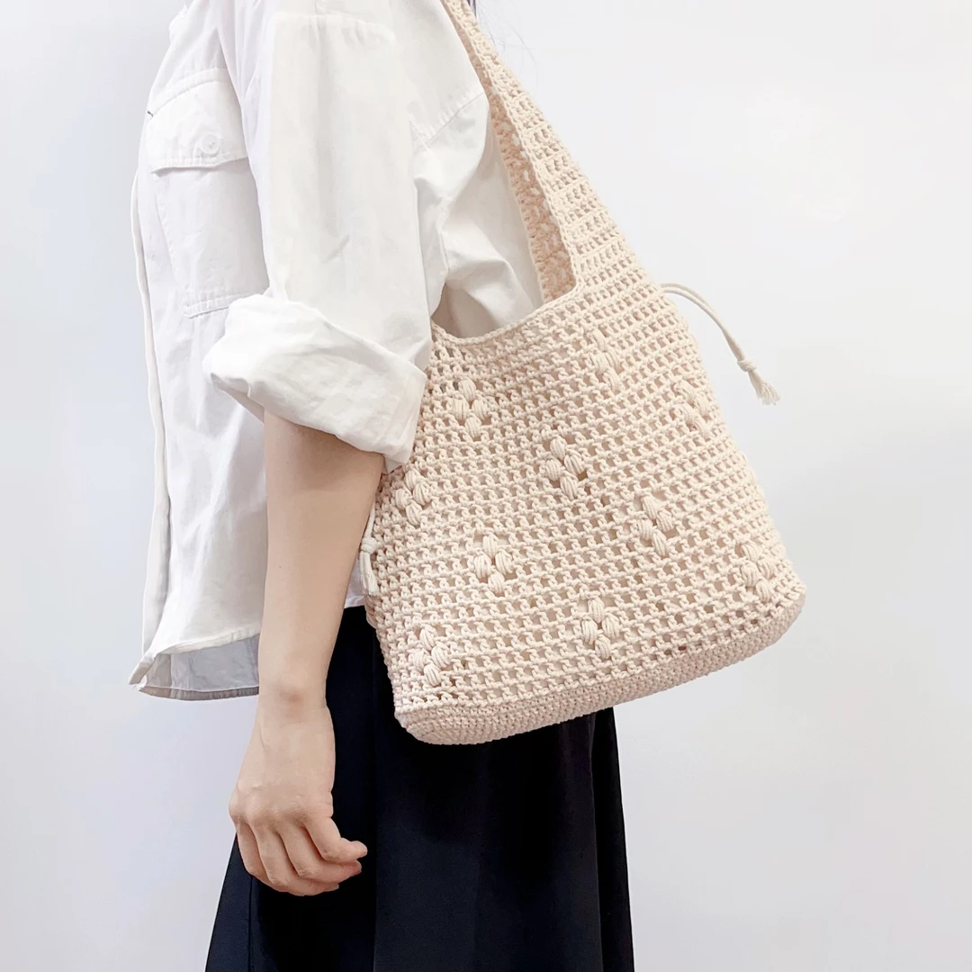 Mcroche魔织手工钩织包包diy编织材料包度假风单肩网格托特包