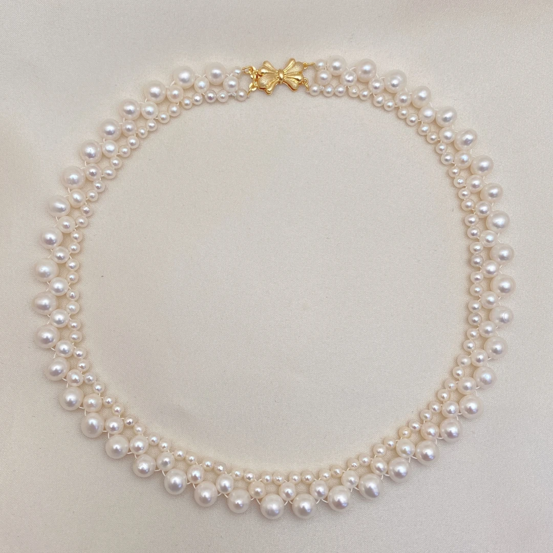 LH211【迪丽巴同款珍珠项链】天然珍珠项链手工气质白色时尚复古