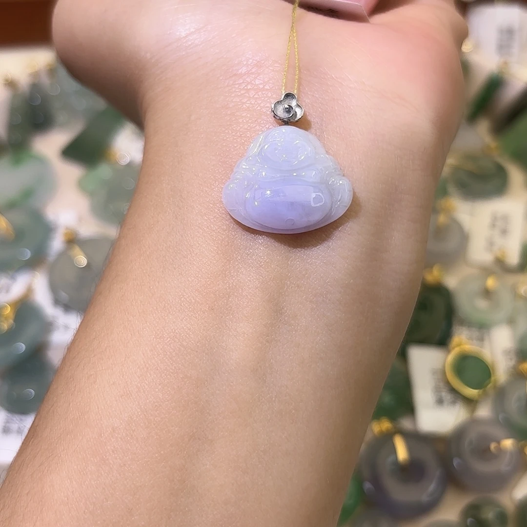 翡翠18K金镶嵌颈饰佛公