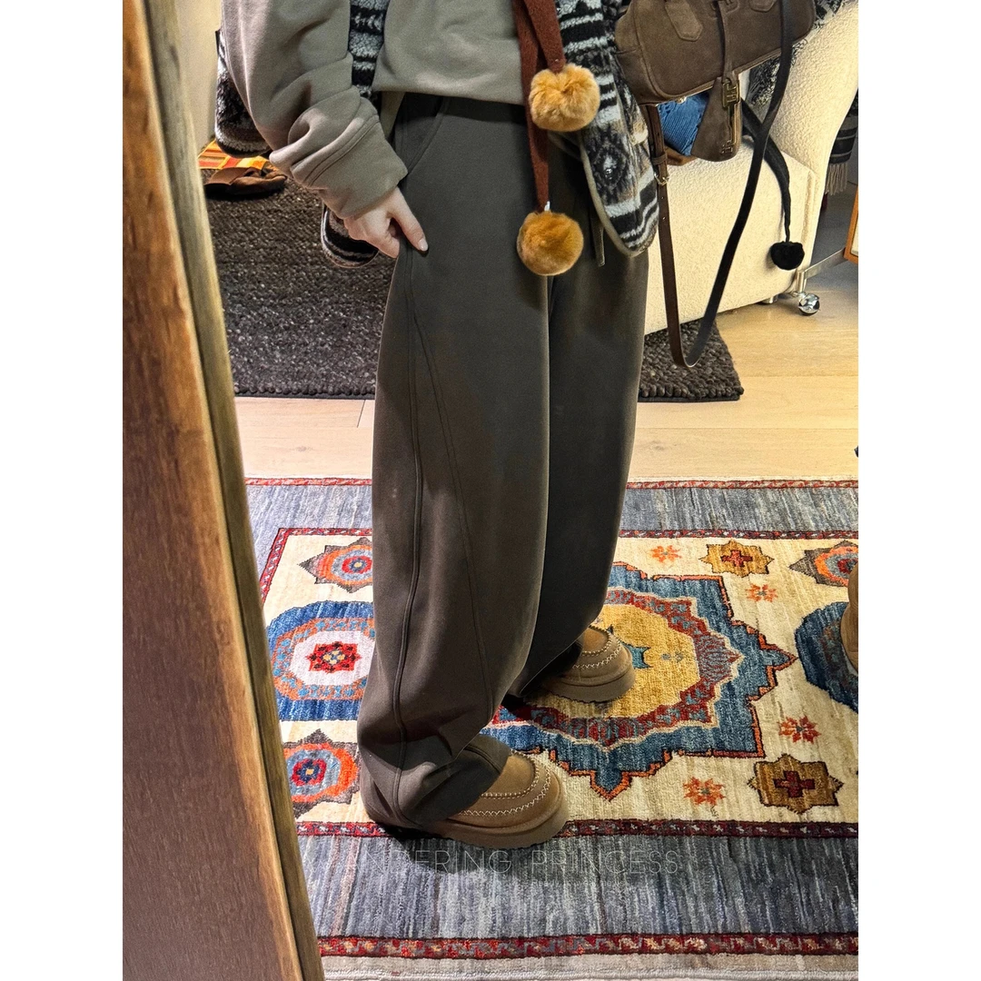 VUMP 科技自发热 400克baby绒加厚香蕉卫裤 宽松阔腿休闲裤女秋冬