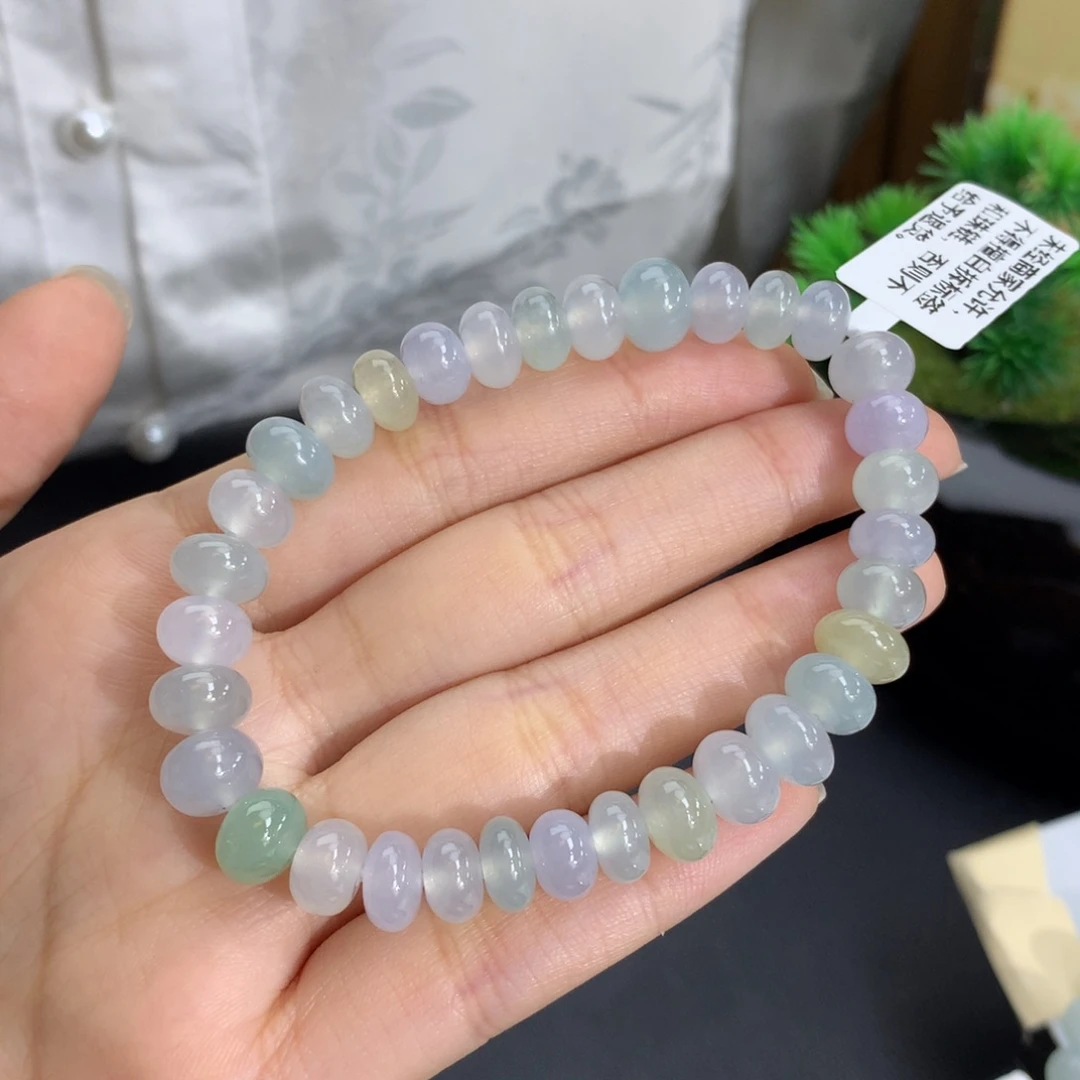 未镶嵌手串翡翠卡7.8-9.0冰胶马卡龙鼓珠