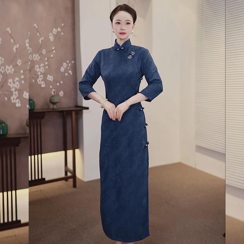 【Feel209】2025秋冬新款紫色丝绒复古中国风妈妈装改良旗袍连衣裙