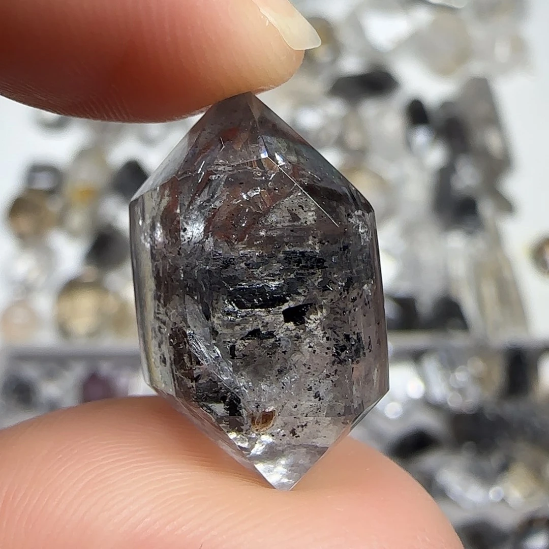 珠宝半成品未镶嵌水晶爆彩闪灵双尖随形