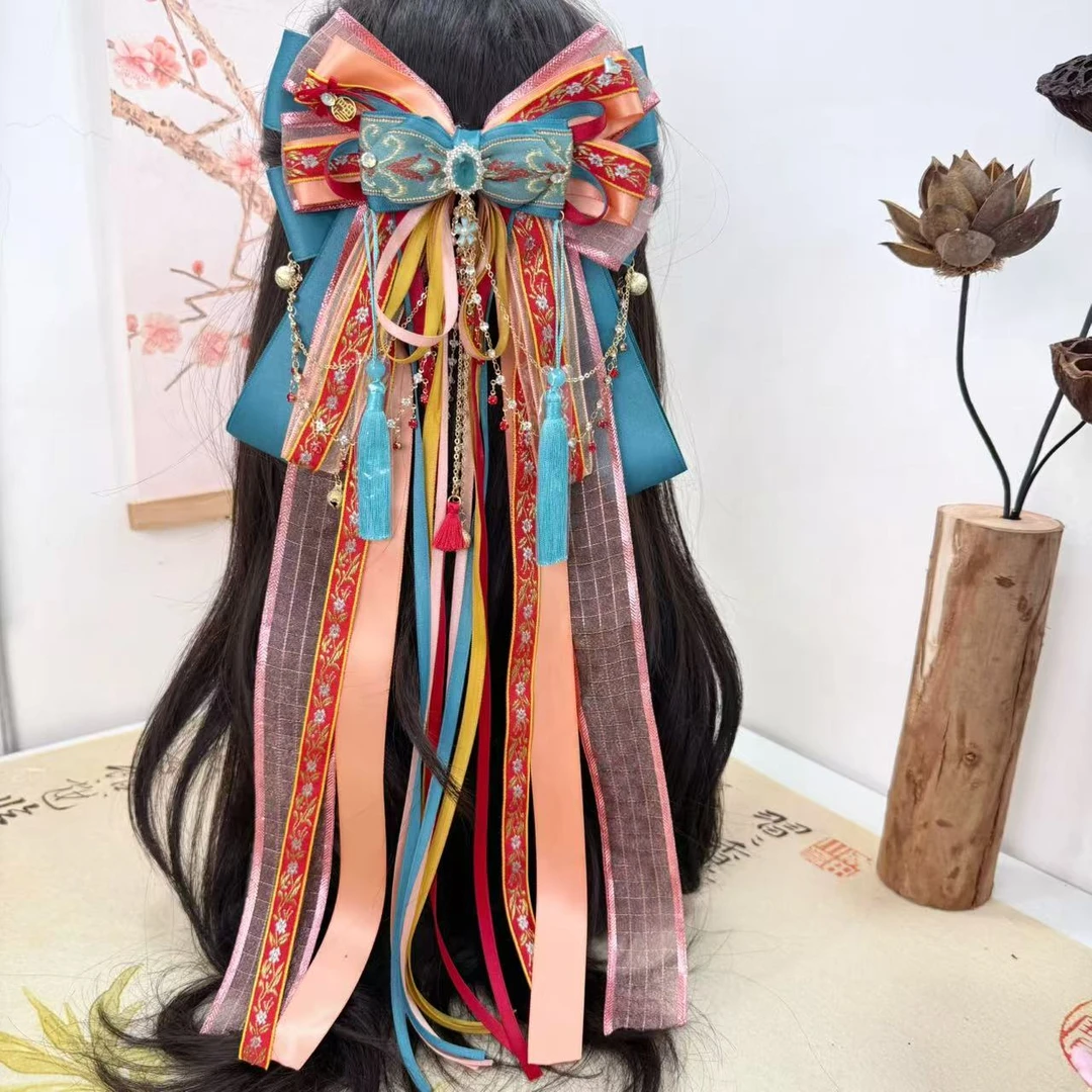 《十里红妆》新国风古风搭配汉服氛围感长飘带头饰发夹