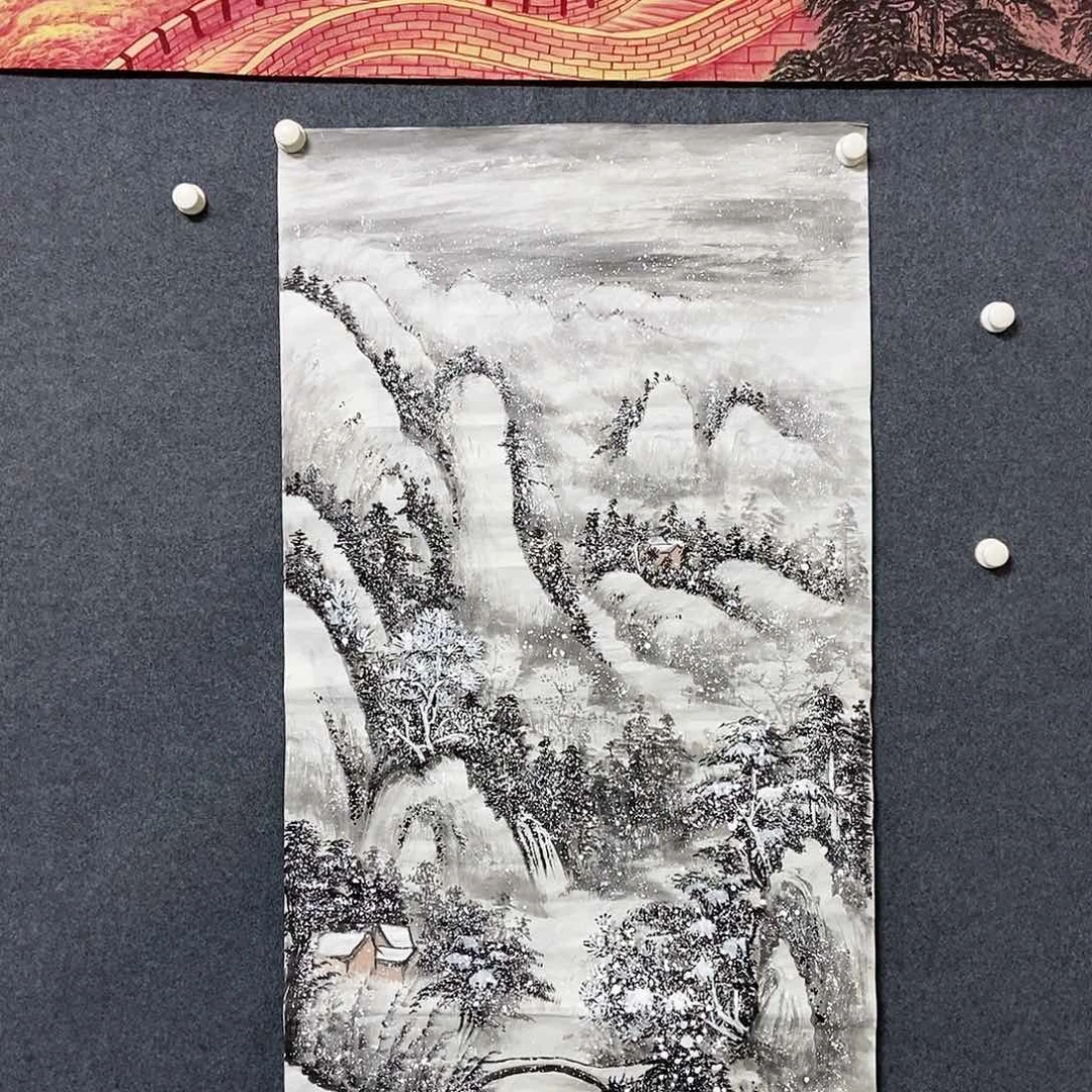 国画四尺雪景一副