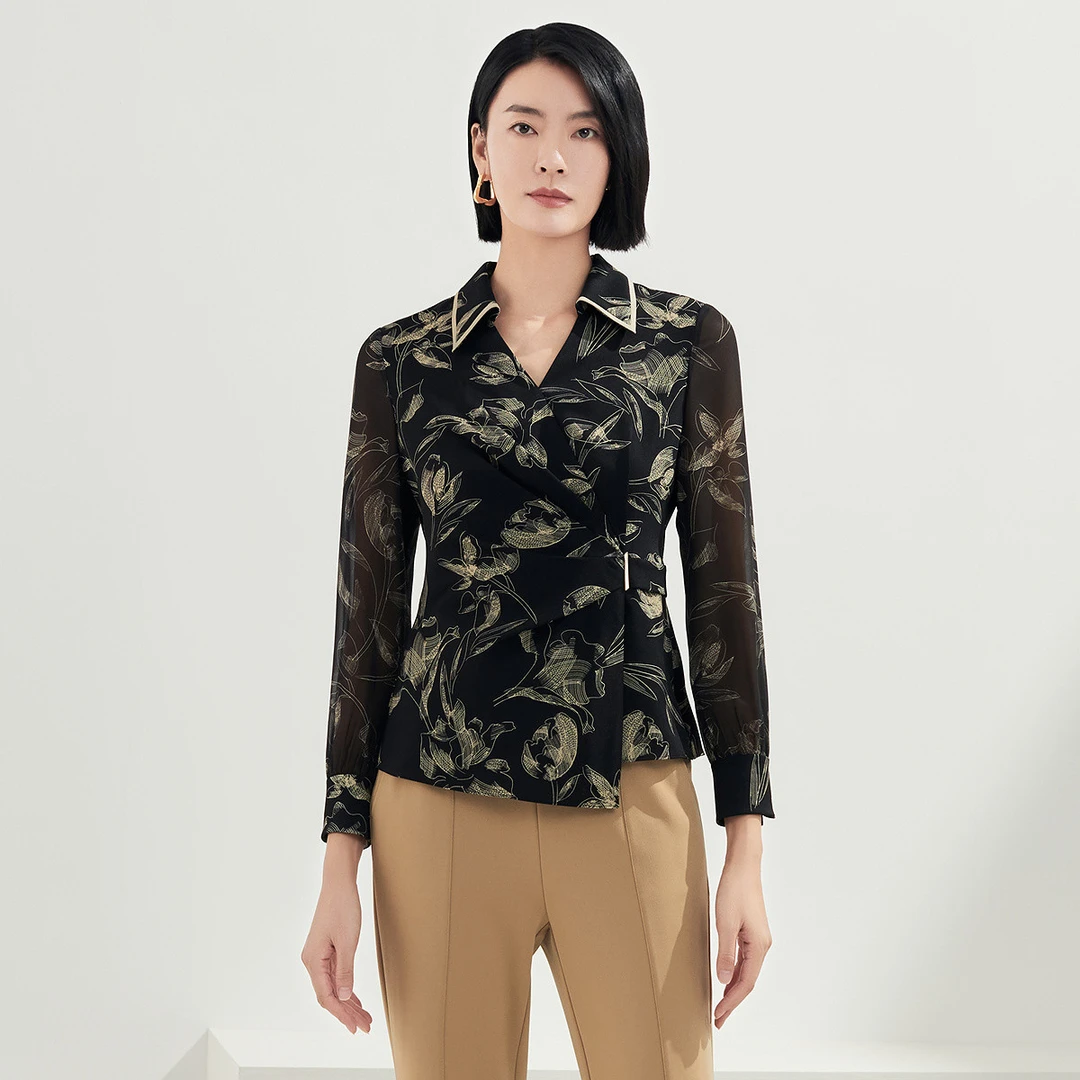 【婷婷专属】【醋纤】优雅气质收腰显瘦女花衬衫25年春秋新款长袖上衣