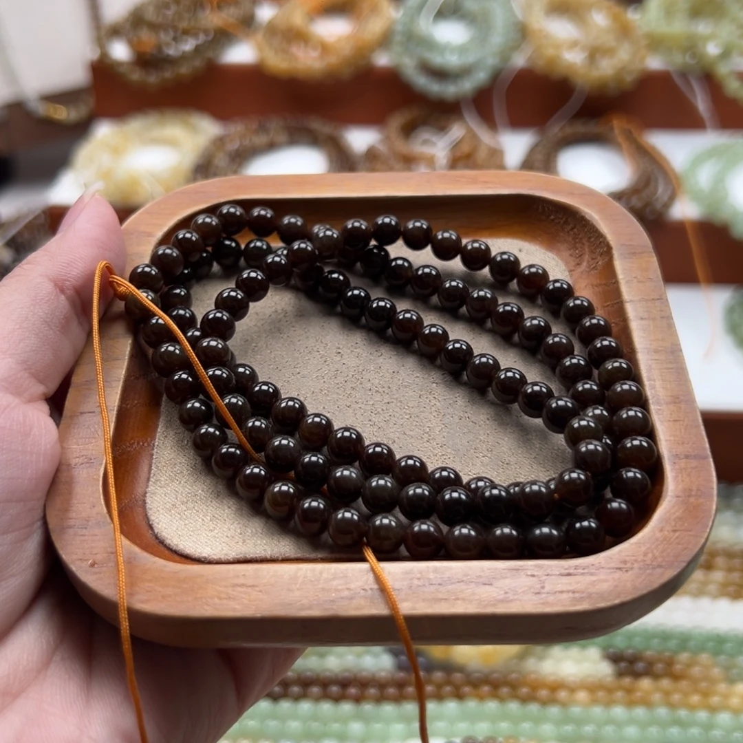 和田玉未镶嵌毛衣链珠串6mm