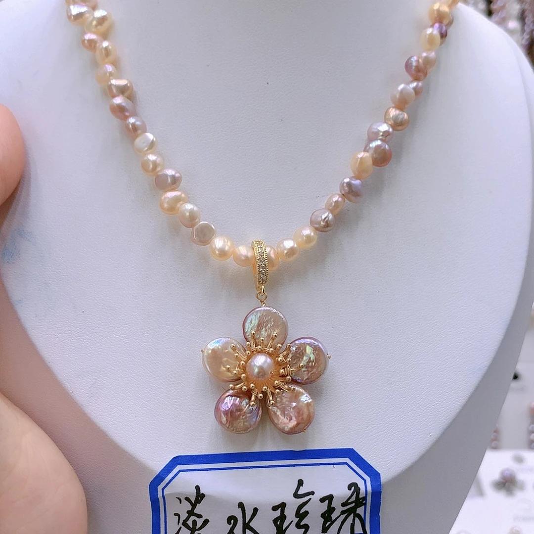 颈饰银S925镶嵌淡水珍珠