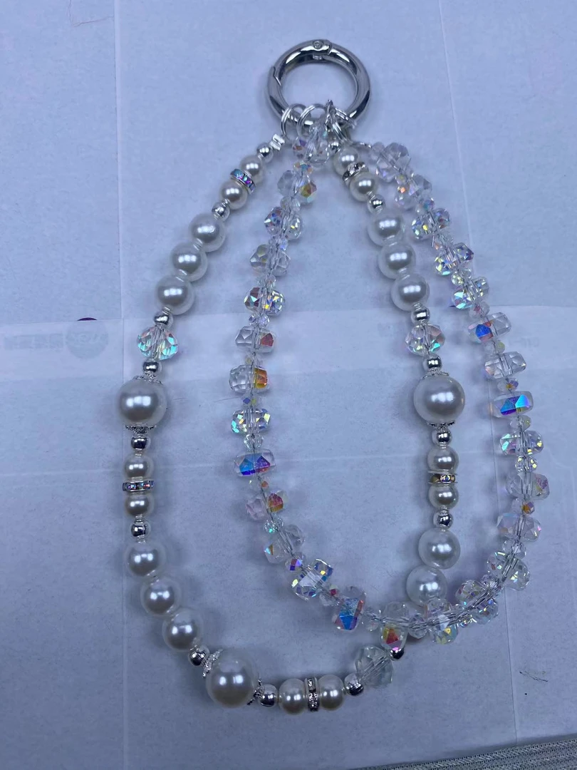 手工水晶珍珠小香风手机链时尚百搭防摔挂饰