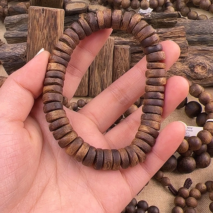 沉香手串红骨凹身算盘珠单圈10mm9g+